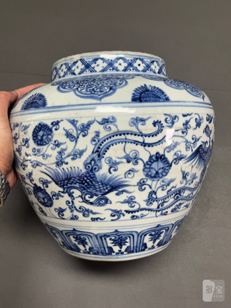 明中期  青花凤穿花纹罐 - 图8